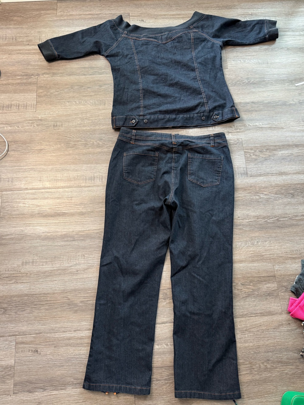 Erica Brooke Vintage Grunge Dark Wash Denim Zip Set Moto Utility Cyber - Picture 2 of 8